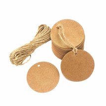 Circle Tags, 200 Pcs Craft Gift Tags, Brown Tag With 100 Feet Jute Twine, Round  - £15.14 GBP