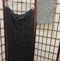 Scarfs Grey Chunky Knit Infinity Black Chiffon Embellishments Set of 2 - £7.72 GBP