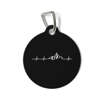 Personalized Metal White Pet ID Tag with Heartbeat Mountain Design, Durable and  - £13.84 GBP