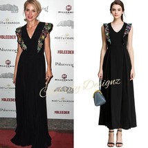 LadiesCeleb Naomi Floral Embroidered Plunging Neck Calf-length Dress 12 ... - $49.99