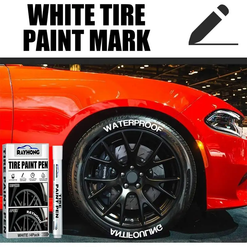 White Tyre Marker Paint Pen for Bike &amp; Car Tires - Fade Resistant, Water-Based - £11.00 GBP