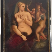 Antique After Titian &#39;Venus With A Mirror&#39; Russian Palekh Painting Oil On Wood - $9,994.60