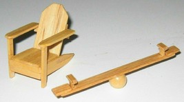 1:24 Scale Miniature Adirondack Chair in Maple wood w/Oak See-Saw Artisan-signed - £12.17 GBP