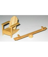 1:24 Scale Miniature Adirondack Chair in Maple wood w/Oak See-Saw Artisa... - $20.42 CAD