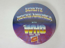 Vintage 1982 The Who Schlitz Rocks America Tour Collector Button Pin - $12.86
