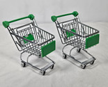 Vintage Green Handle Metal Shopping Cart Miniature Doll Toy Replica Set ... - $19.95