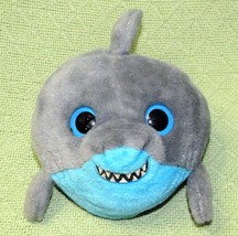 Petting Zoo Baby Shark Plush Round Gray Blue Big Eyed Smiling Round Stuffed Toy - £8.91 GBP
