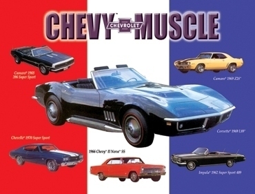 Primary image for Chevy Muscle Cars on a tin metal sign