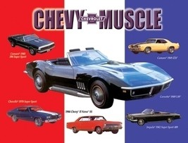 Chevy Muscle Cars on a tin metal sign - $25.00
