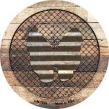 Corrugate Butterfly on Wood Novelty Metal Mini Circle Magnet CM-1024 - £10.34 GBP