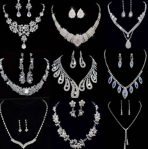 Fashion Wedding Bridal Crystal Rhinestone Women Necklace Earrings Set Jewellery - £14.95 GBP