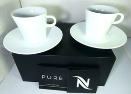 Nespresso 1X2 Pure Lungo Cups &amp; 1X2 Saucers in Brand Box With sku,New - £195.23 GBP