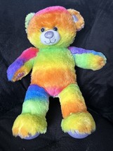 Build-a-Bear Teddy Bear Rainbow Tie Dye Tricolor Rainbow Plush Toy - £8.69 GBP