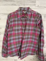 Carhartt Button Down Shirt Women&#39;s XL Pink Blue Plaid Long Sleeve Dry Cleaned  - £12.69 GBP