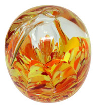 Art Glass Apple Paperweight Clear Orange Yellow Red Vintage - £10.04 GBP