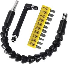 11.7in Flexible Screwdriver Bit Extension Kit - 10pc Set with 90° Angled Bits an - £15.97 GBP