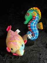 Lot of Fiesta Pink Orange &amp; Light Blue Plush Fish Lips &amp; Ideal Toys Primary Colo - £8.88 GBP