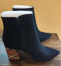 Betsey Johnson Kassie Black Rhinestone Heel Pointed-Toe Ankle Boots size... - $25.22