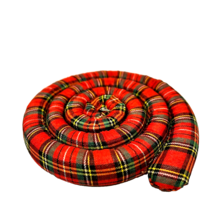 Vintage Handmade Spiral Weighted Hot Pad Trivet Red Plaid 5 inches - £11.38 GBP