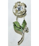 Vintage Brooch Pin Signed Avon White Single Rose Flower April Birthstone... - £9.75 GBP