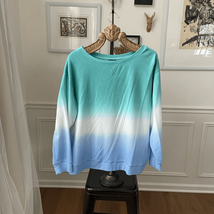 Splendid Thermal Dip Dye Shirt Sweatshirt Blue Green XL - $20.16