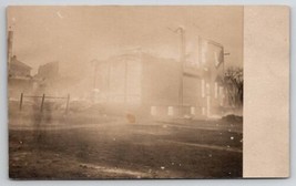 RPPC Burning Buildings Large Fire in Town Disaster Scene Postcard G26 - $26.95