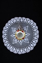 Round White Doily, Crochet Doily, Lace Doily, Vintage Style Doily, Handmade - £43.33 GBP