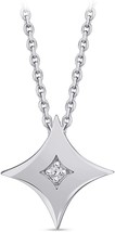 Diamond Necklace 0.01 Carat 925 Sterling Silver 17.7inch/45 cm chain SI2 clarity - £56.76 GBP