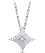 Diamond Necklace 0.01 Carat 925 Sterling Silver 17.7inch/45 cm chain SI2... - £56.70 GBP