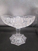 Crystal cut American Brilliant period footed oval bowl compote stars - £43.52 GBP