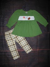 NEW Boutique Christmas Santa Milk Cookies Shirt &amp; Plaid Pants Outfit Set - $16.99