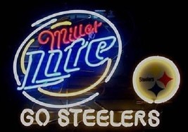 New Miller Lite Pittsburgh Steelers Go Steelers Neon Light Sign 24&quot;x20&quot; - £197.54 GBP