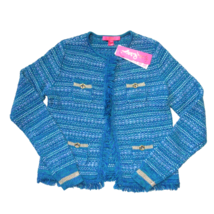 NWT Lilly Pulitzer Beckington Cardigan in Blue Grotto Metallic Tweed Sweater S - £94.43 GBP