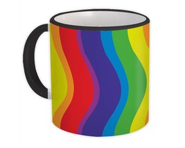 Waves Rainbow : Gift Mug Abstract Colorful Lines All Occasion Birthday - £12.91 GBP