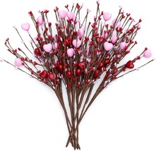 AXYLEX Valentine&#39;s Day Artificial Red Berry Stems - 8Pcs,16 Inch Red Berry Picks - £30.63 GBP