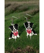 Adorable Heart Border Collie Dog Acrylic Dangle Earrings - Valentine&#39;s D... - €5,91 EUR