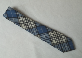 Vintage NAPIER Tartan Plaid Neck Tie 100% Wool Scotland Blue Black Ivory - £20.92 GBP