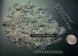 100 Silver plated 2&quot; twist cable link 5mm necklace extenders 14ft CH100 - £2.29 GBP