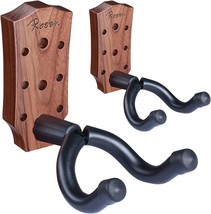 Solid Black Walnut Guitar Wall Hanger Hook Holder Stand With Screws, 2 Pack, - £27.93 GBP