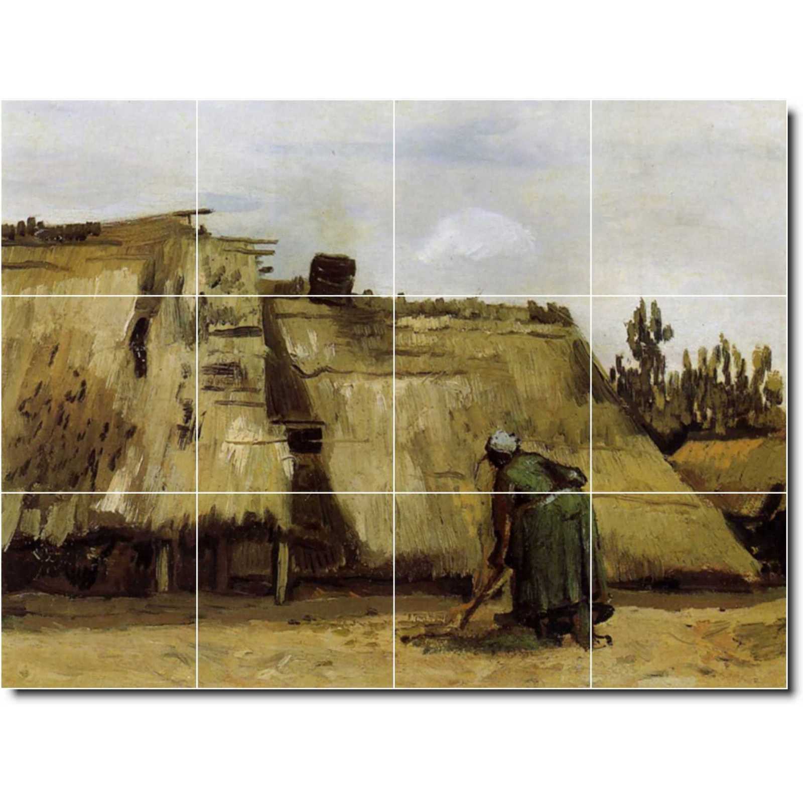 Vincent van gogh cottage with woman digging