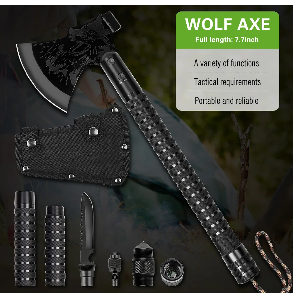 Tactical Axe Multi Tool Kit Tomahawk Axes Hand Tool Fire Axe Hatchet for Camping - £52.91 GBP+