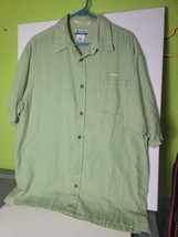 COLUMBIA Shirt Mens Extra Large XL Green Short Sleeve Linen Blend River ... - £21.45 GBP