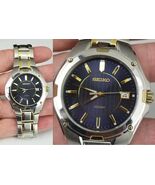 Seiko Quartz Watch 7N42-0EH0 Men 100m blue gold silver Tone Stainless St... - $1,155.49 MXN