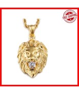Gold Plated Lion Necklace for All Ages - 24&quot; Rope Chain, Lightweight &amp; S... - $495.41 MXN