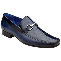 Belvedere Men's Bruno Genuine Ostrich Leg and Italian Calf Loafer Navy 1026 image 5