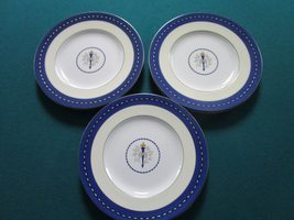 MINTONS China 6 Plates 1920s Torch and Ribbons Center Medallion - $317.51