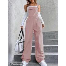 Women's Plain Pocket Overalls Pink - XXL - $13.86