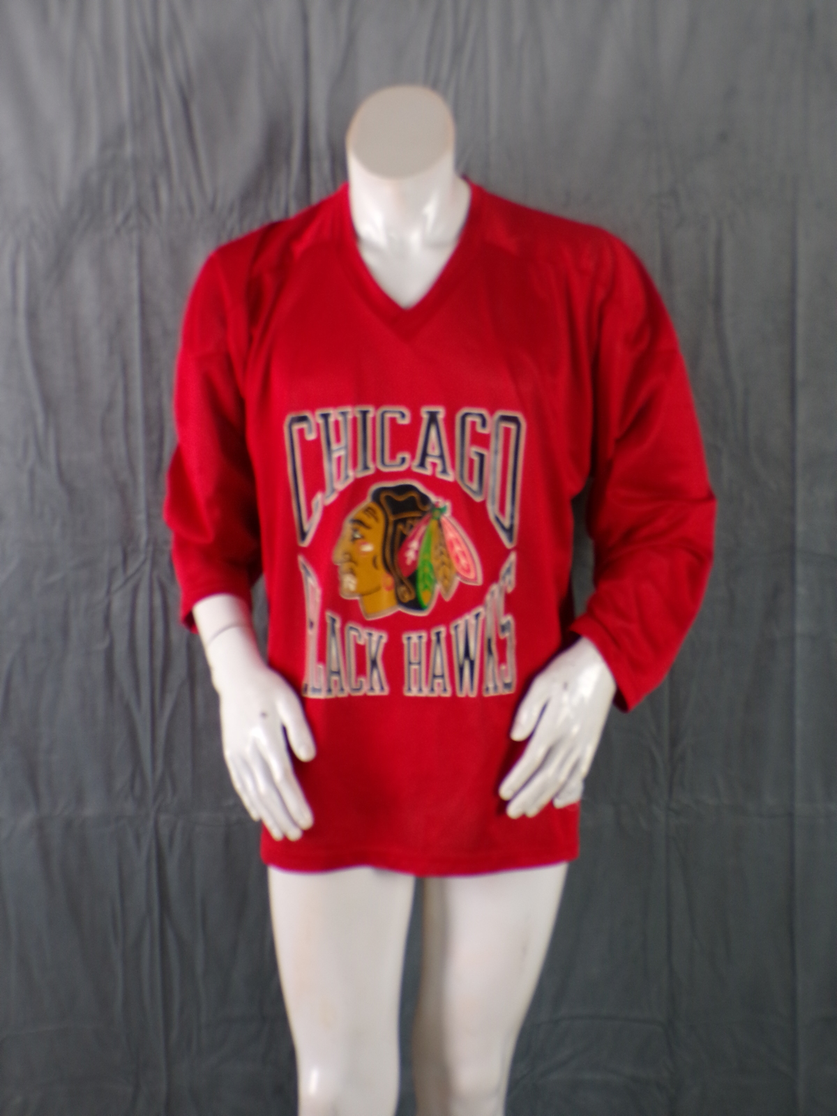 Primary image for Chicago Blackhawks Jersey (VTG) - Roller Hockey Jersey Ravens Knit - Men's Large