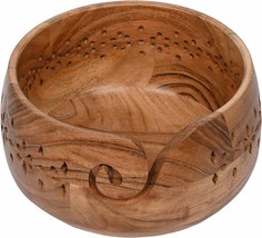 Acacia Wood Yarn Bowl Holder |Hand Carved Yarn Bowls for DIY Knitting - £71.00 GBP
