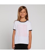 nwt VOLCOM Hey Slims Girls Ringer Tee M pink wave logo white t-shirt sz ... - £9.48 GBP